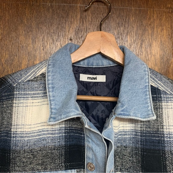 Mavi Nellie Denim Jacket Denim Jacket | Grey Plaid NWOT A3 - Picture 5 of 12